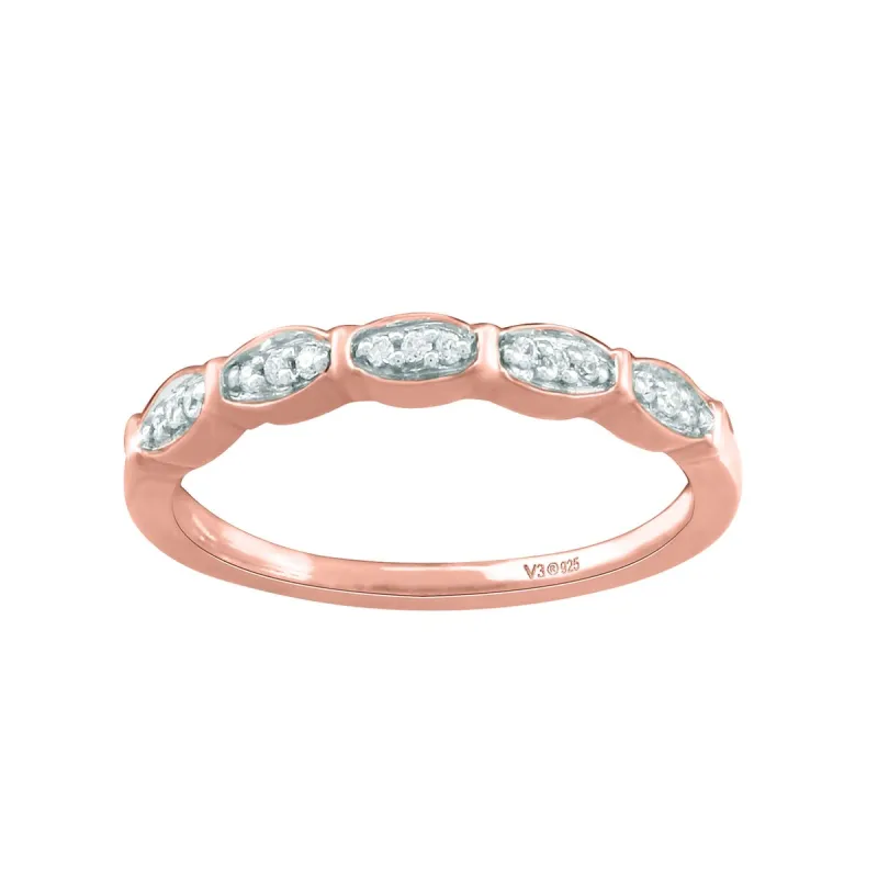 Rose Gold Over Sterling Silver with Natural White Diamond Band Ring sold by Zulily