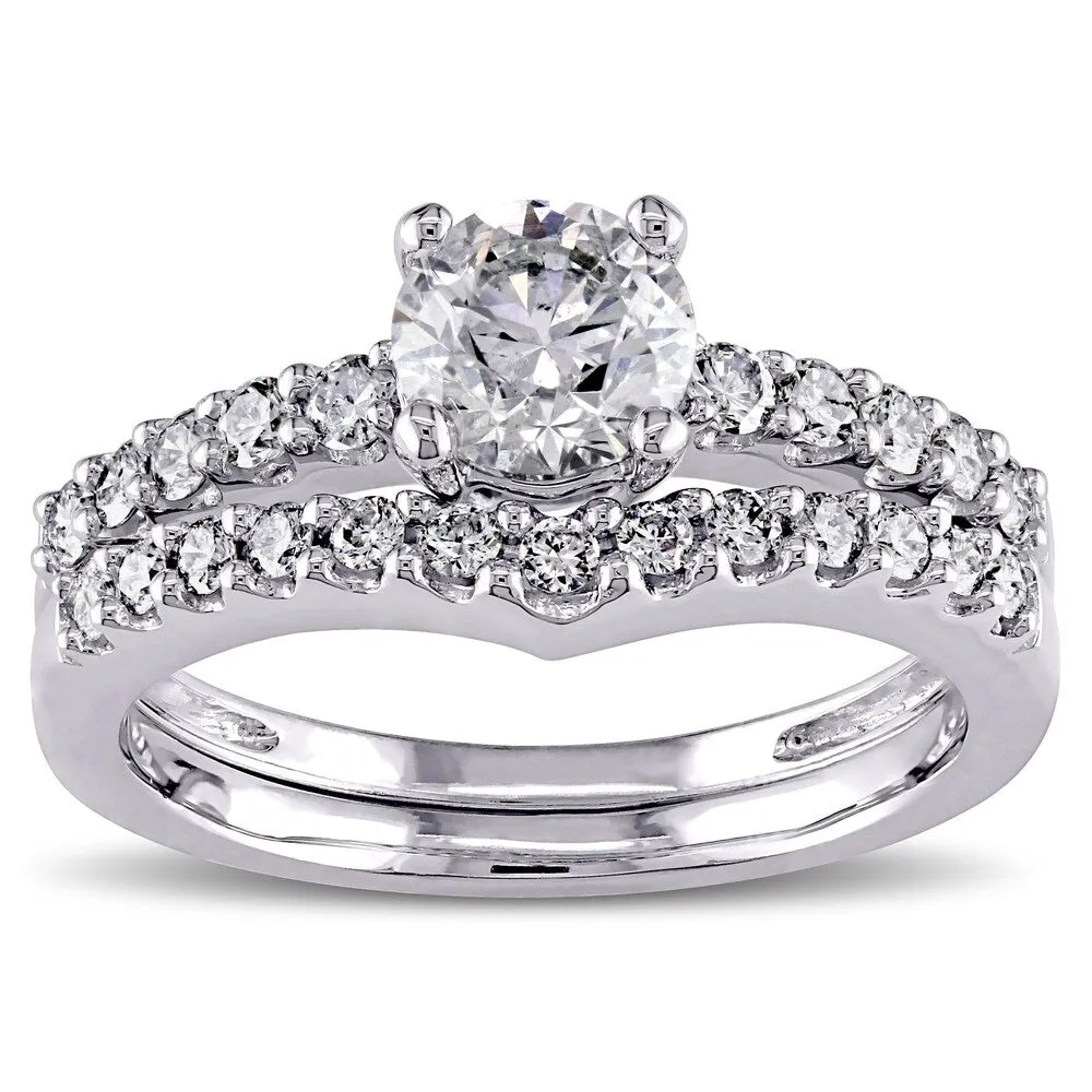 Miadora Signature Collection 14k White Gold 7/8ct TDW Diamond Bridal Ring Set sold by Zulily product image thumbnail 2