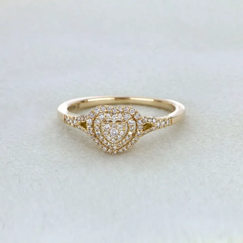 De Couer 1/4ct TDW Diamond Cluster Heart Shape Engagement Ring - Yellow sold by Zulily