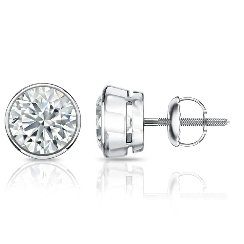 Auriya 14k Gold Certified 3.00 ct. TDW Bezel Set Round Diamond Stud Earrings sold by Zulily