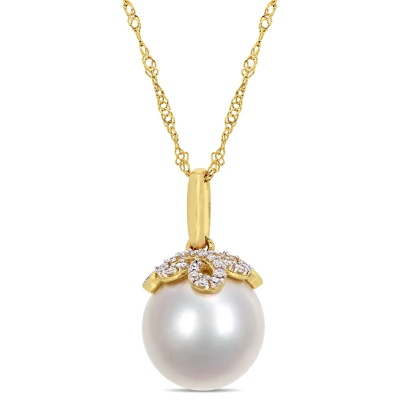 Miadora 10-10.5mm South Sea Pearl and Diamond Accent 14k Yellow Gold sold by Zulily
