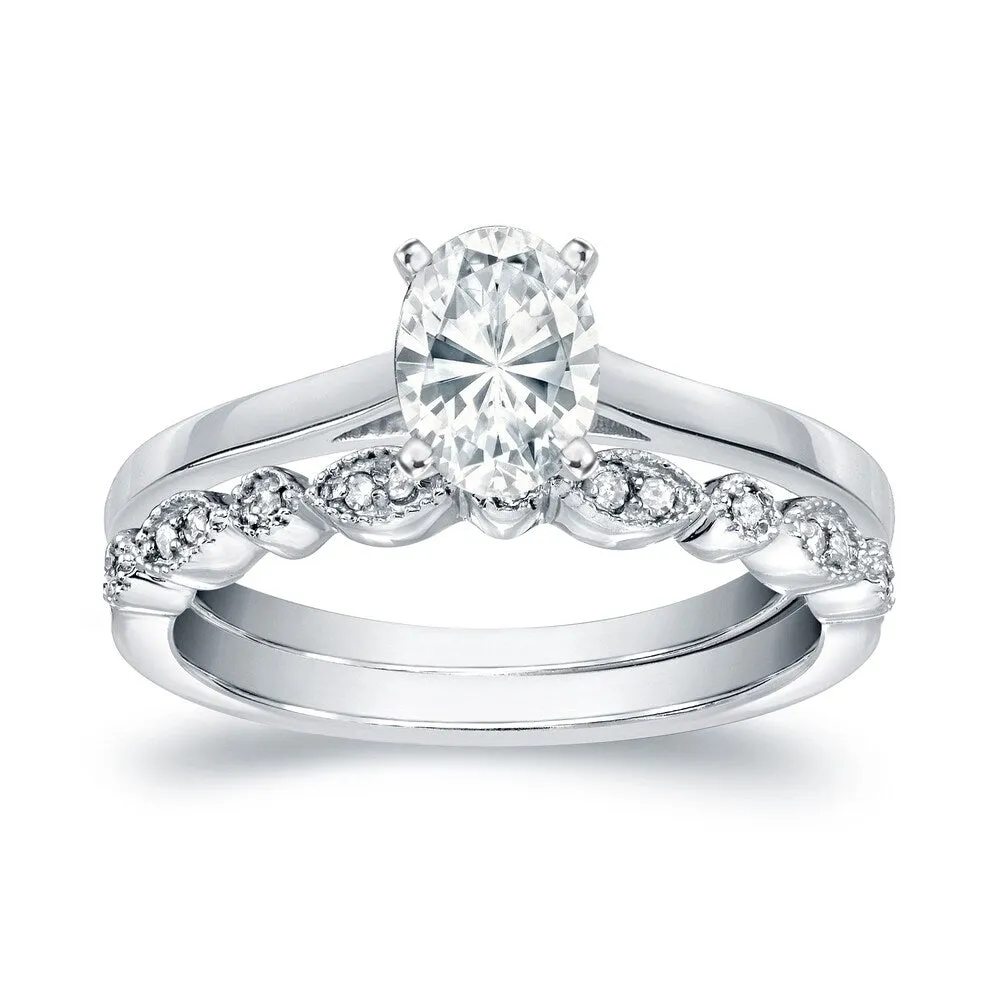 Auriya 14k Gold 7/8ctw Vintage Oval-cut Solitaire Diamond Engagement Ring Set sold by Zulily
