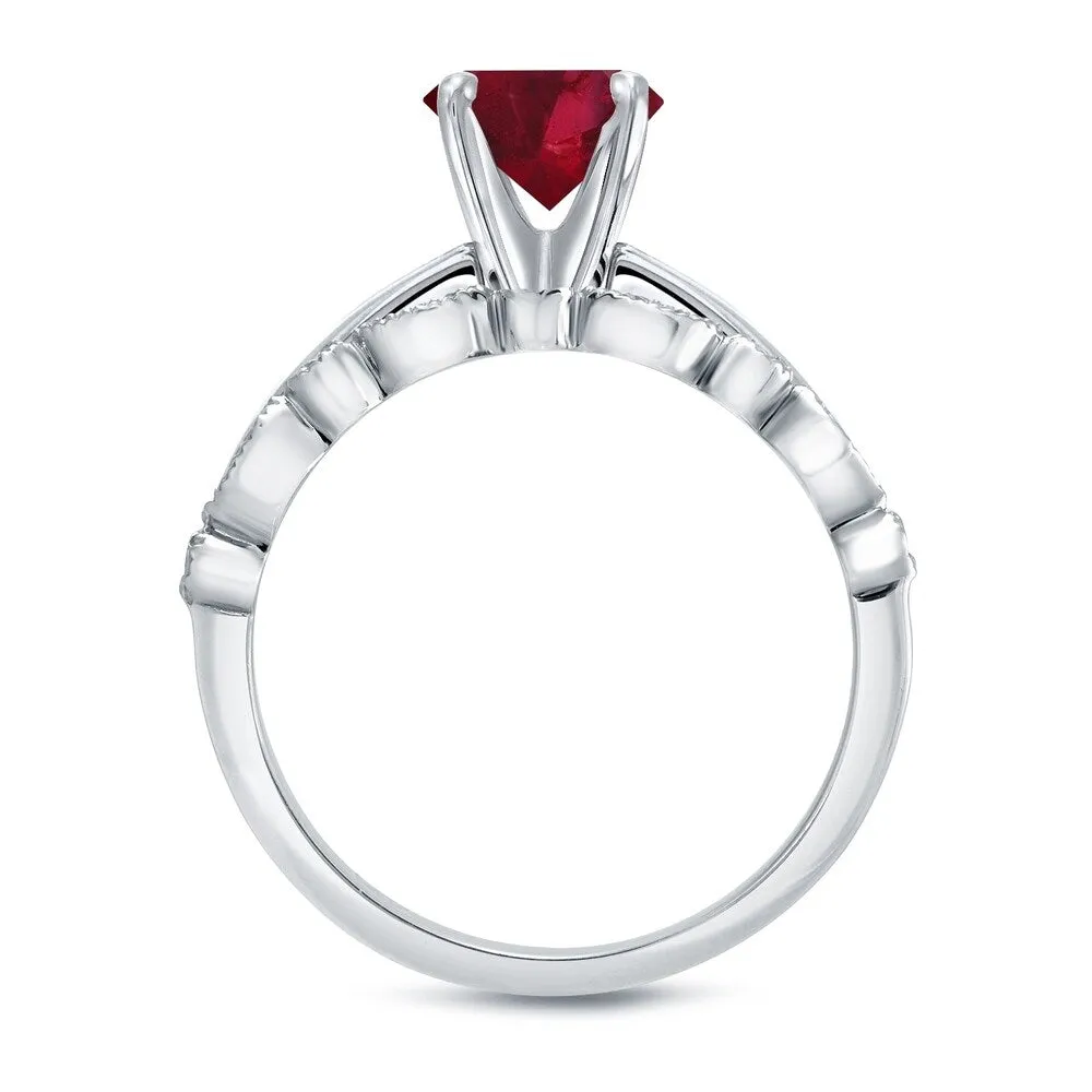 Auriya Vintage Stackable 7/8ct Red Ruby Solitaire and 1/6ctw Diamond Engagement Ring Set 14k Gold sold by Zulily product image thumbnail 5