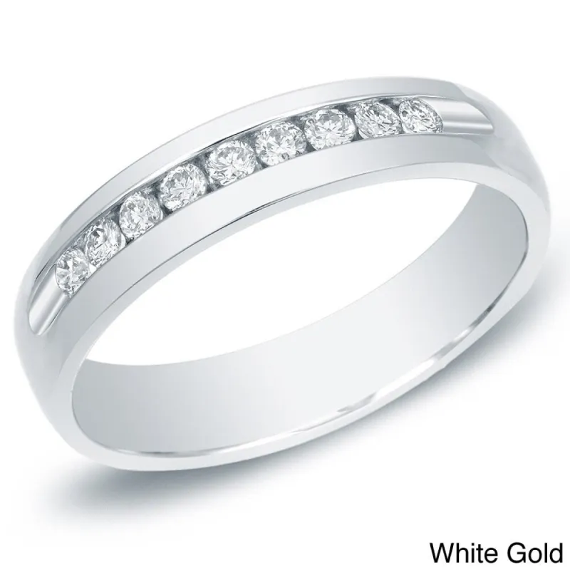 Auriya Men's 14k Gold 1/2ct TDW Channel-Set Diamond Wedding Band sold by Zulily