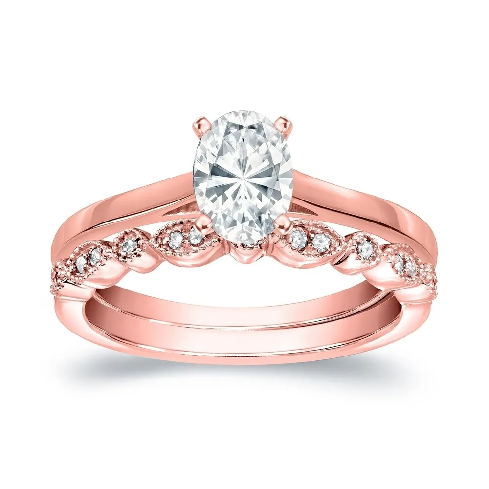 Auriya 14k Gold 7/8ctw Vintage Oval-cut Solitaire Diamond Engagement Ring Set sold by Zulily product image thumbnail 3