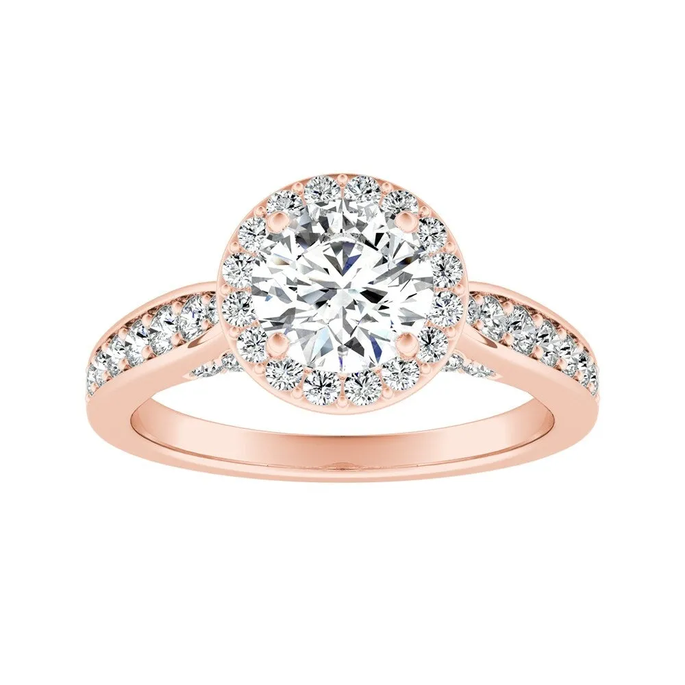 Auriya 14k Gold 1/2ct Round Moissanite Halo Diamond Engagement Ring 1/2cttw sold by Zulily product image thumbnail 3
