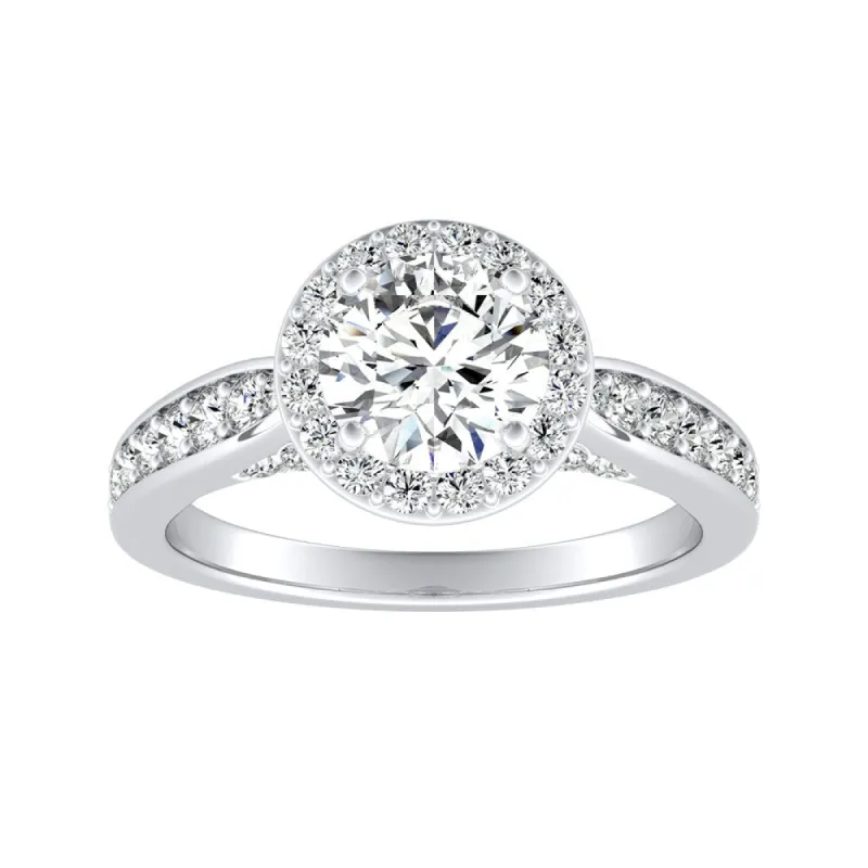 Auriya 14k Gold 1/2ct Round Moissanite Halo Diamond Engagement Ring 1/2cttw sold by Zulily
