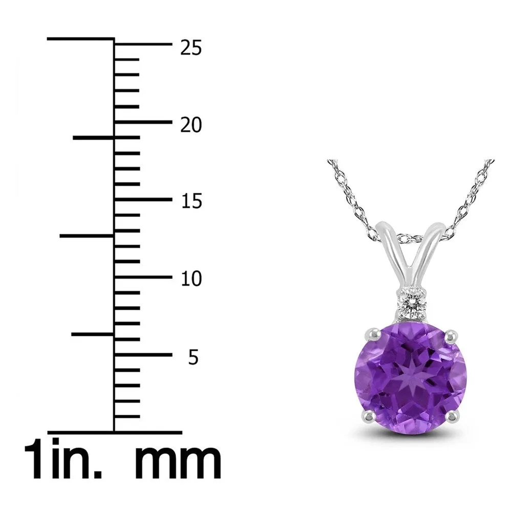 14K White Gold 7MM Round Amethyst and Diamond Pendant sold by Zulily product image thumbnail 3