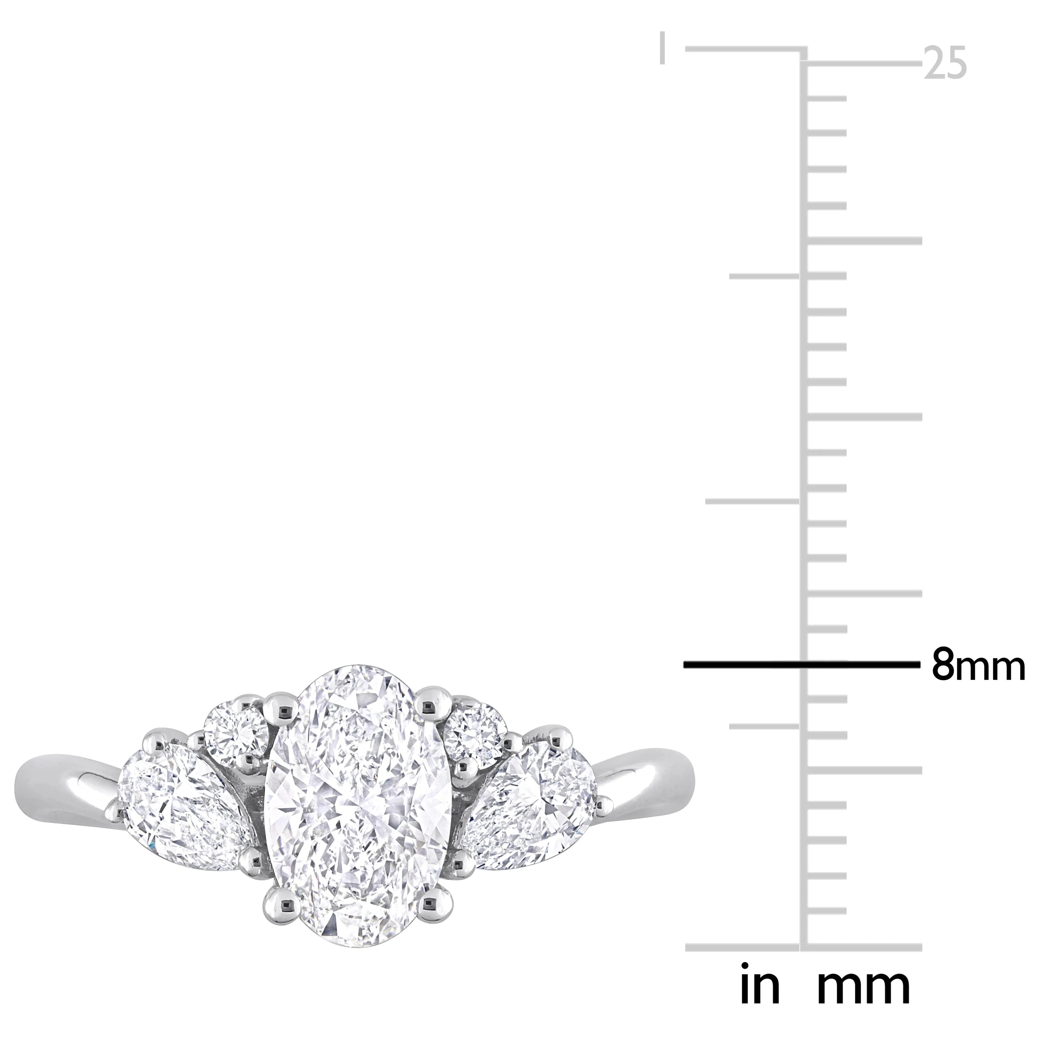 Created Forever 1 1/2ct TDW Oval and Pear Lab-Grown Diamond Engagement Ring in 14k White Gold sold by Zulily product image thumbnail 4