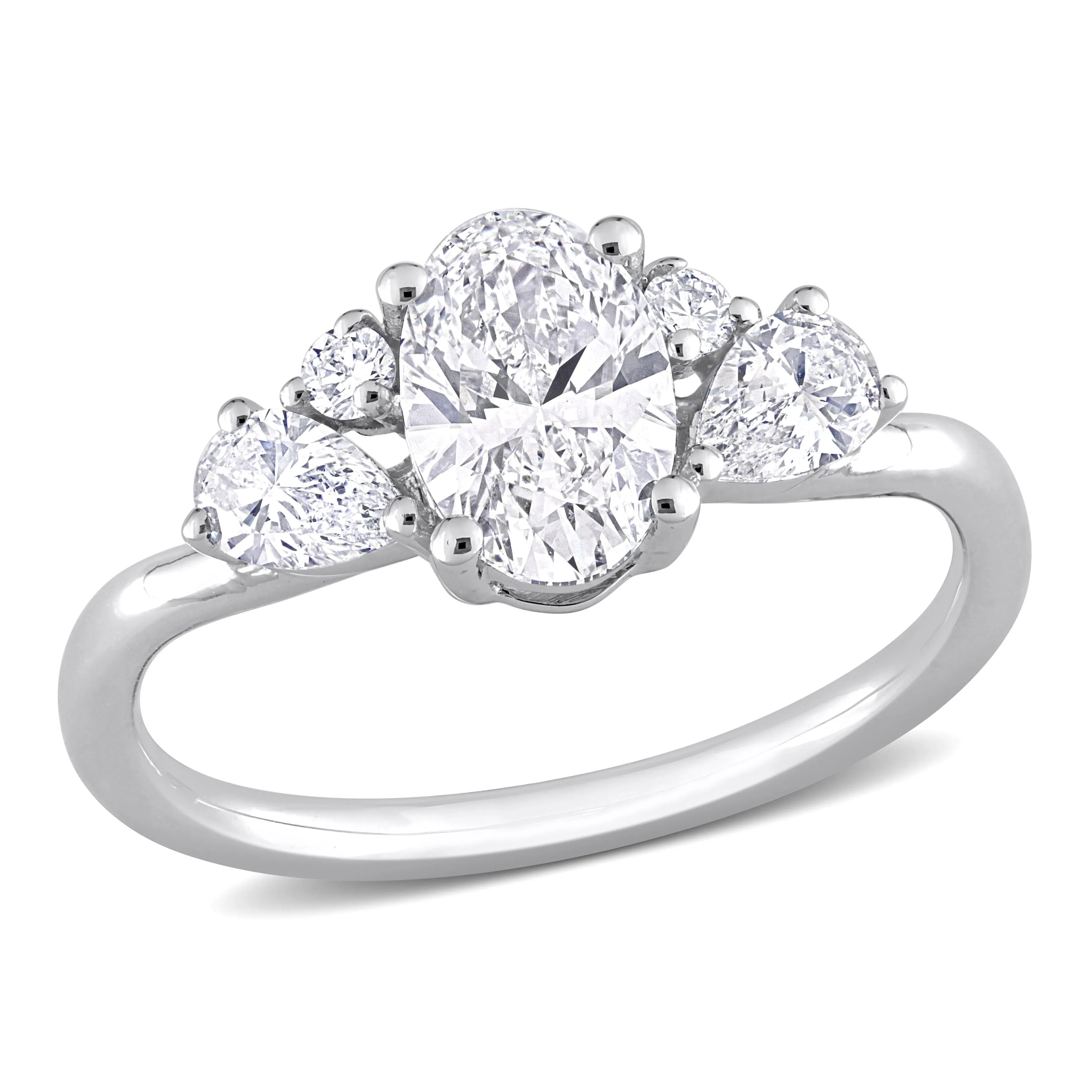 Created Forever 1 1/2ct TDW Oval and Pear Lab-Grown Diamond Engagement Ring in 14k White Gold sold by Zulily
