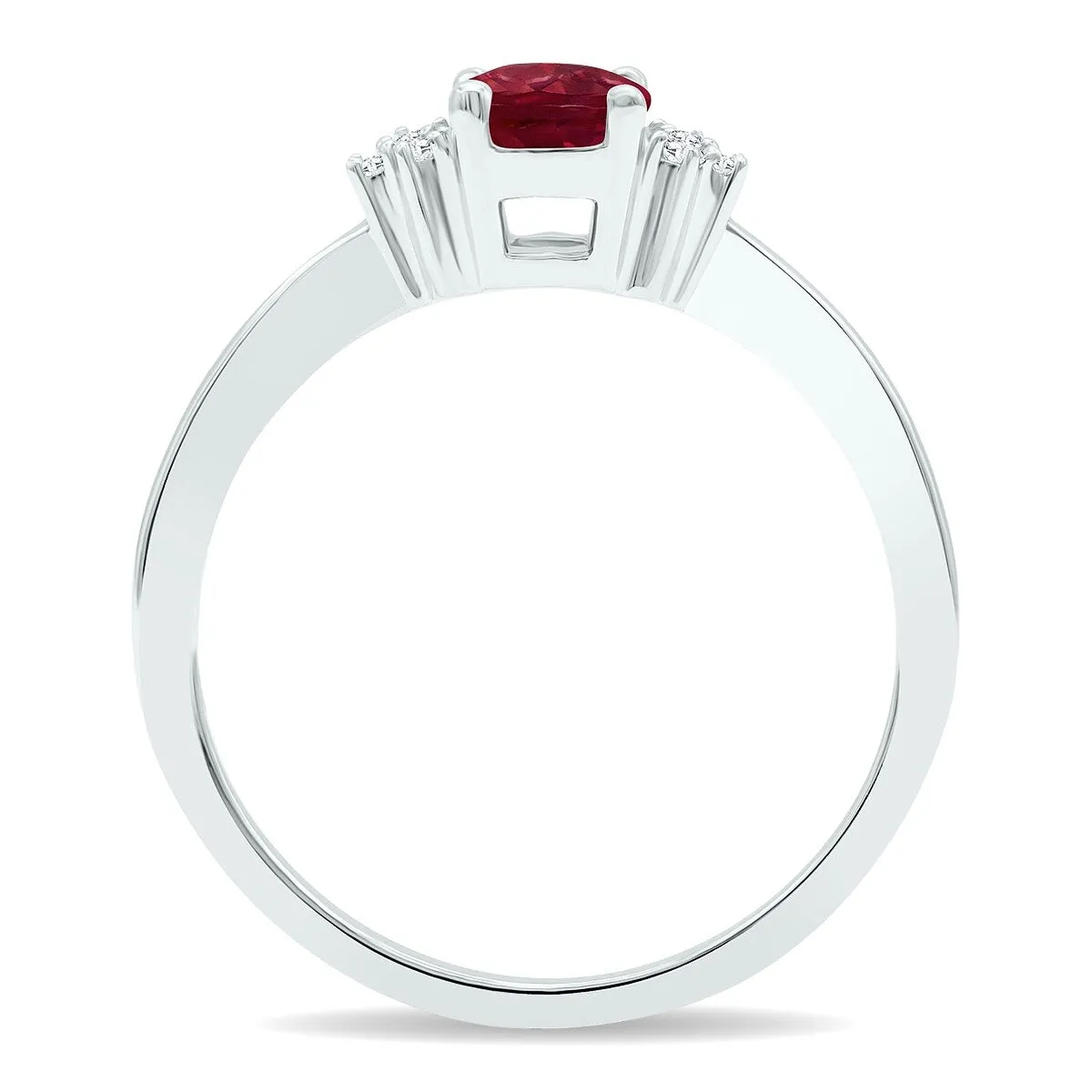 Women's Ruby and Diamond Half Moon Ring in 10K White Gold sold by Zulily product image thumbnail 2