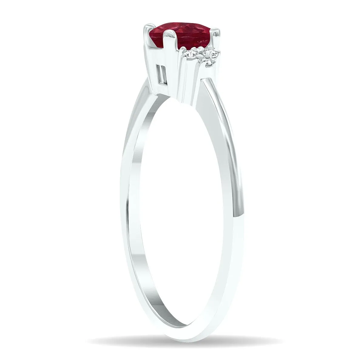 Women's Ruby and Diamond Half Moon Ring in 10K White Gold sold by Zulily product image thumbnail 3