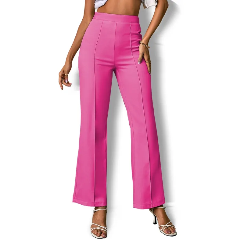 Pink Elastic Waist Bootcut Pants sold by Zulily