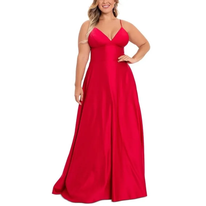 Betsy & Adam Women's V Neck Gown Red Size 18W made by Betsy & Adam