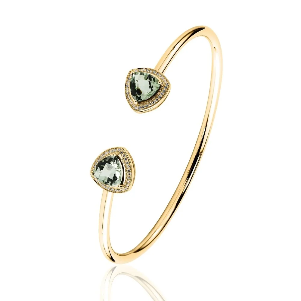 Auriya 3 1/2ct Green Trillion-Cut Amethyst Gold over Silver Bangle Bracelet with Diamond Accents sold by Zulily product image thumbnail 5