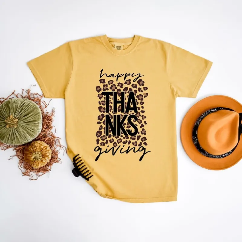 Happy Thanksgiving Leopard Garment Dyed Tee sold by Zulily