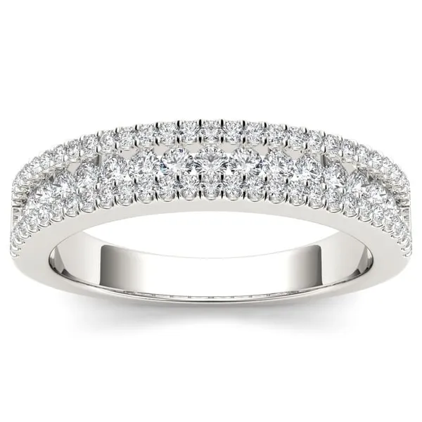 Certified Diamond Wedding Band 14kt Gold 1/2ct TDW 3 Row Band DeCouer sold by Zulily product image thumbnail 4