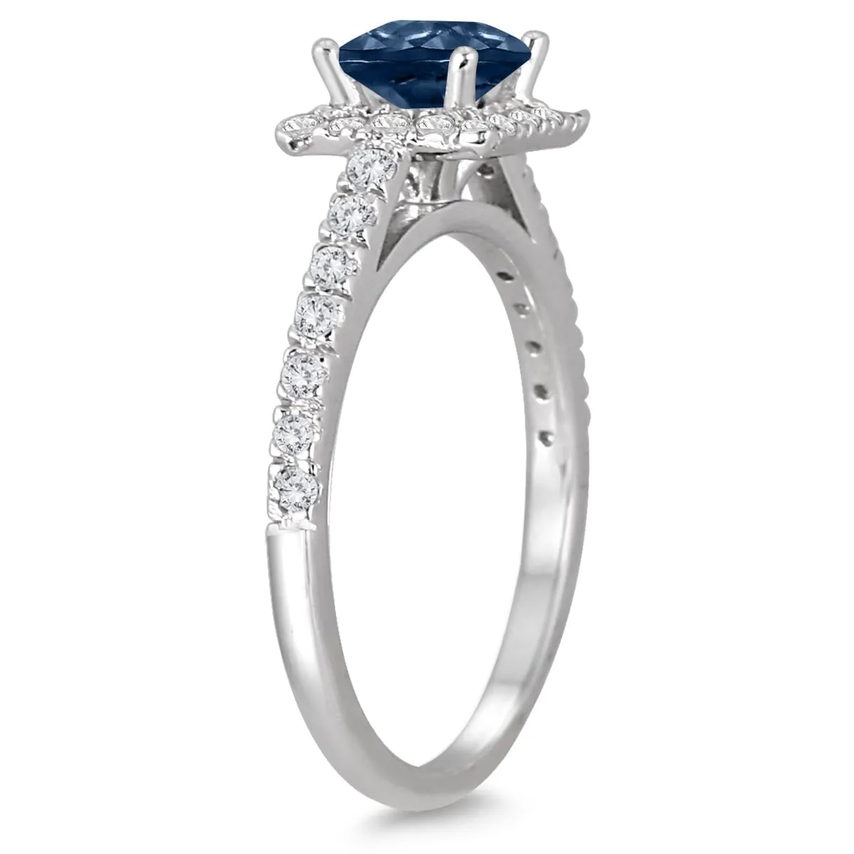 1 Carat TW Princess Cut Genuine Sapphire and Diamond Halo Engagement Ring in 14K White Gold sold by Zulily product image thumbnail 2