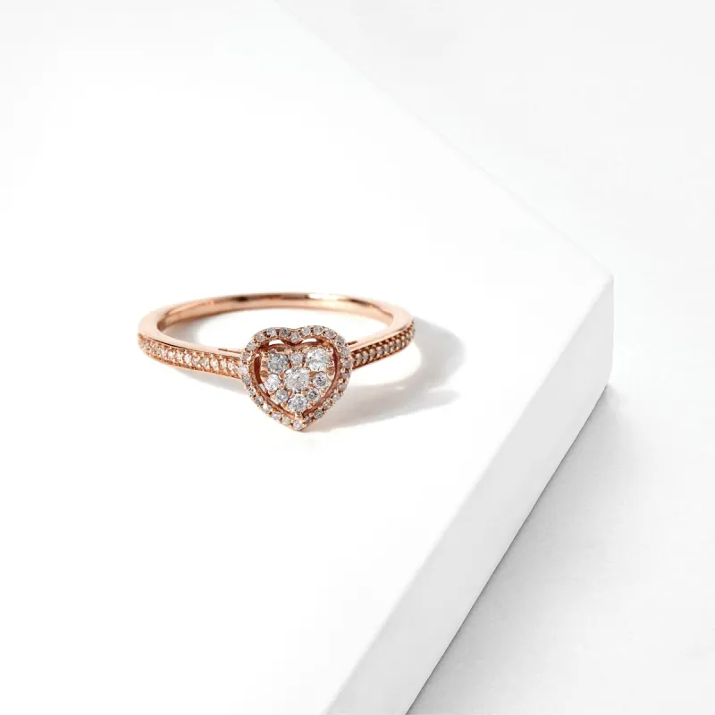 De Couer 10k Rose Gold 1/4ct TDW Diamond Halo Engagement Ring sold by Zulily