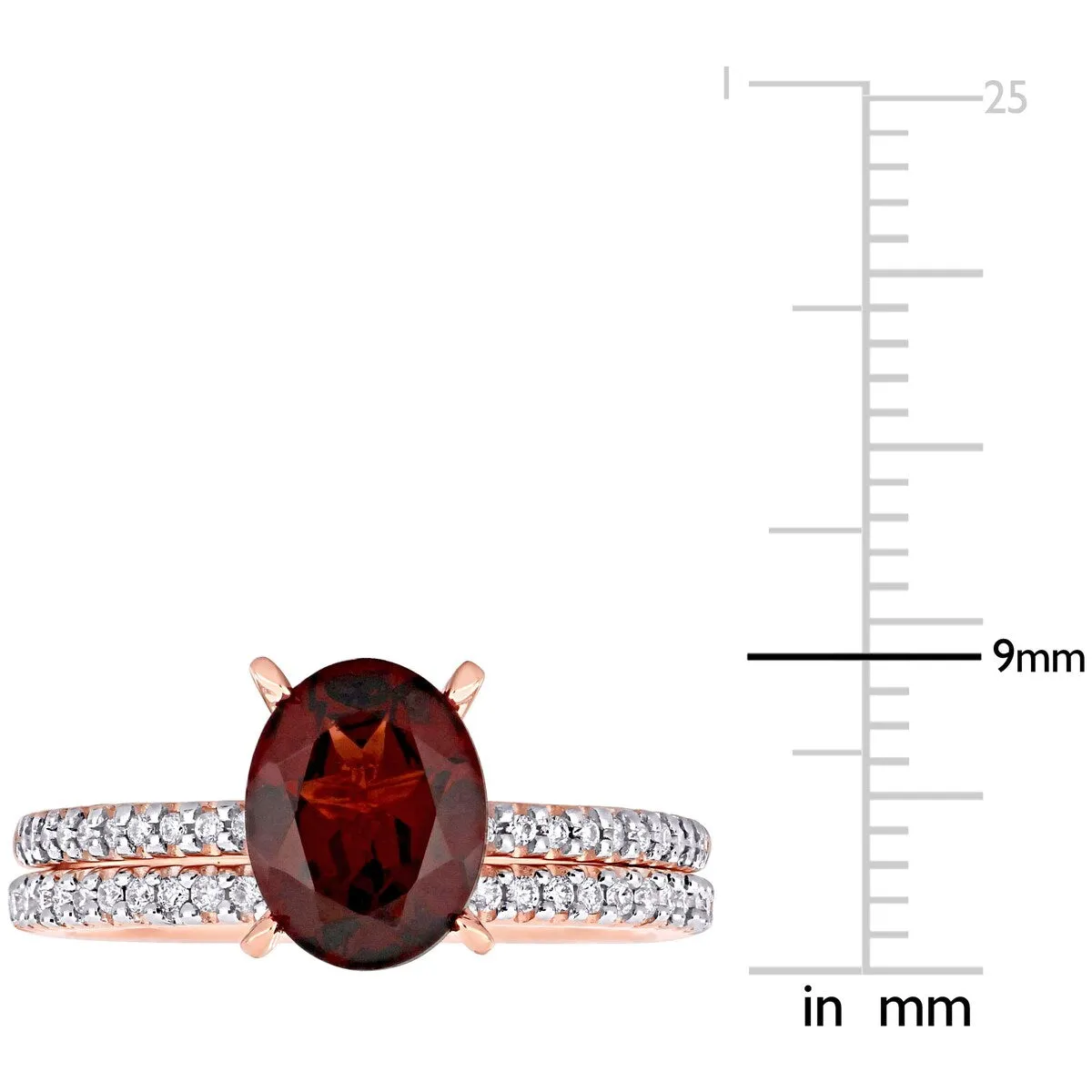 Miadora 14k Rose Gold Oval-cut Garnet and 1/4ct TDW Diamond Solitaire Bridal Ring Set sold by Zulily product image thumbnail 3