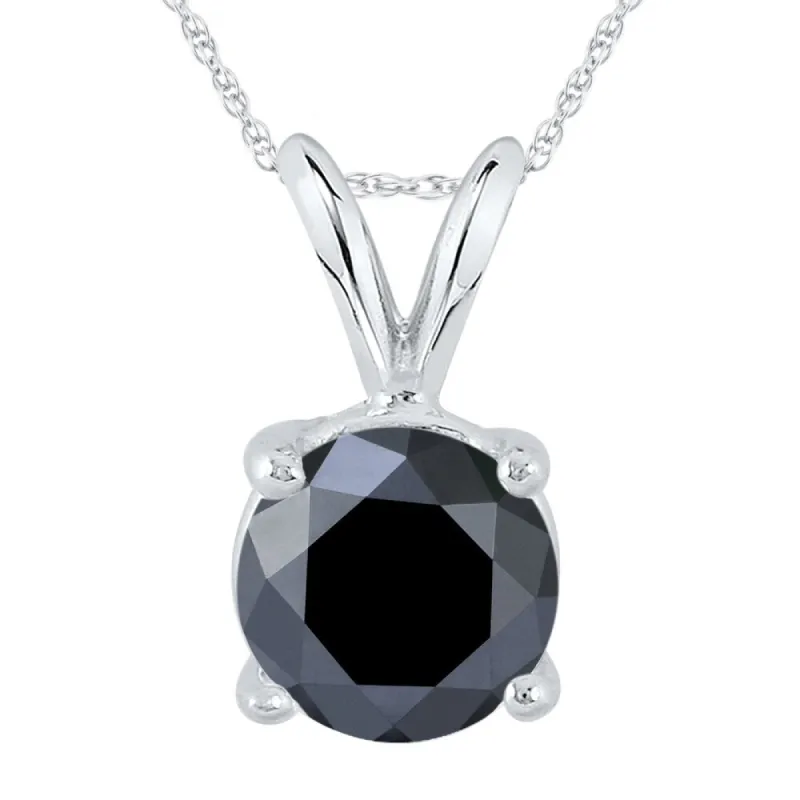 2 Carat Round Black Diamond Solitaire Pendant in 14K White Gold sold by Zulily