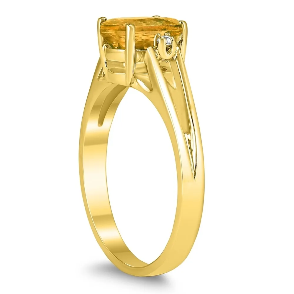 8X6MM Citrine and Diamond Open Three Stone Ring in 10K Yellow Gold sold by Zulily product image thumbnail 2