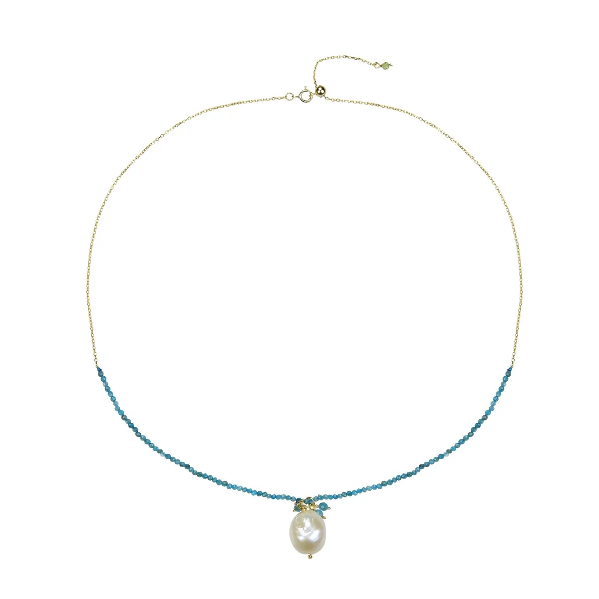 Apatite and Freshwater Pearl Beaded Pendant Necklace with Adjustable Chain sold by Zulily product image thumbnail 2