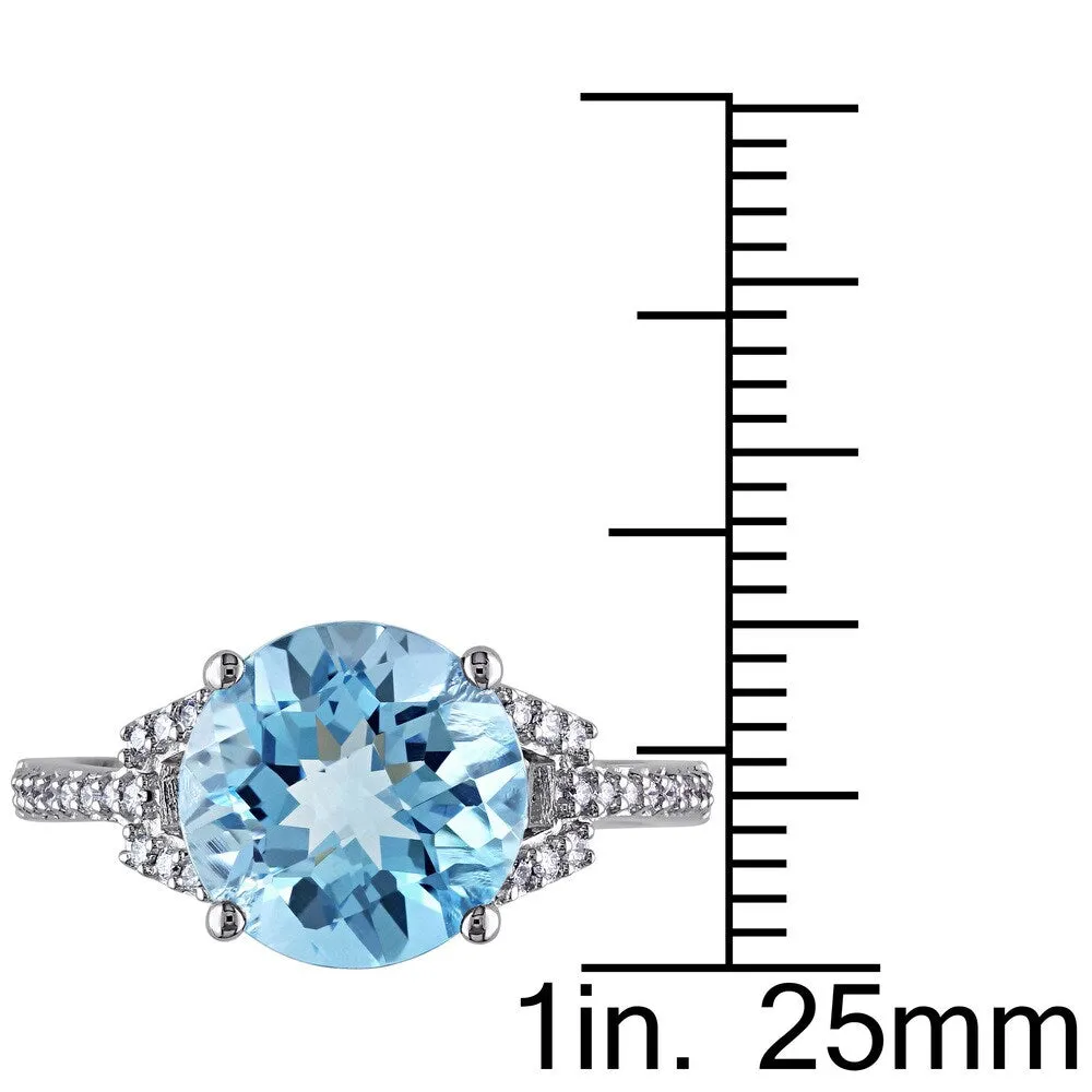 Miadora Signature Collection 14k White Gold Blue Topaz and 1/6ct TDW Diamond Cocktail Ring (G-H, SI1 sold by Zulily product image thumbnail 4