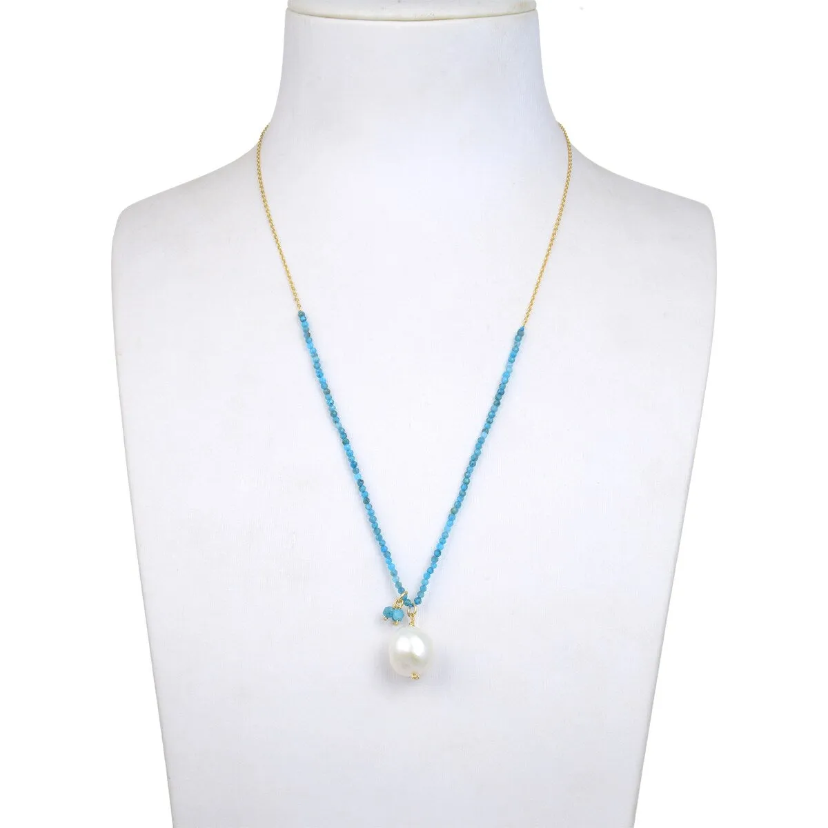 Apatite and Freshwater Pearl Beaded Pendant Necklace with Adjustable Chain sold by Zulily product image thumbnail 5