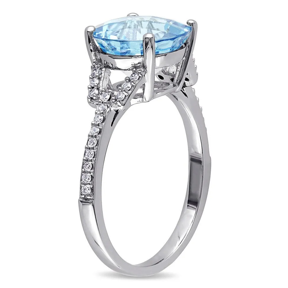 Miadora Signature Collection 14k White Gold Blue Topaz and 1/6ct TDW Diamond Cocktail Ring (G-H, SI1 sold by Zulily product image thumbnail 2