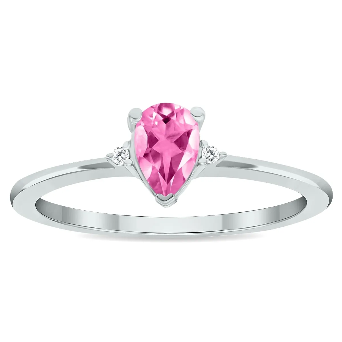 Women's Pink Topaz and Diamond Classic Band in 10K White Gold sold by Zulily