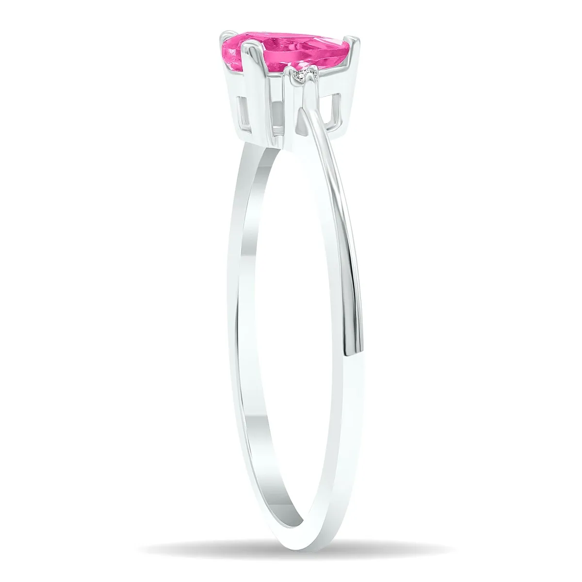 Women's Pink Topaz and Diamond Classic Band in 10K White Gold sold by Zulily product image thumbnail 3