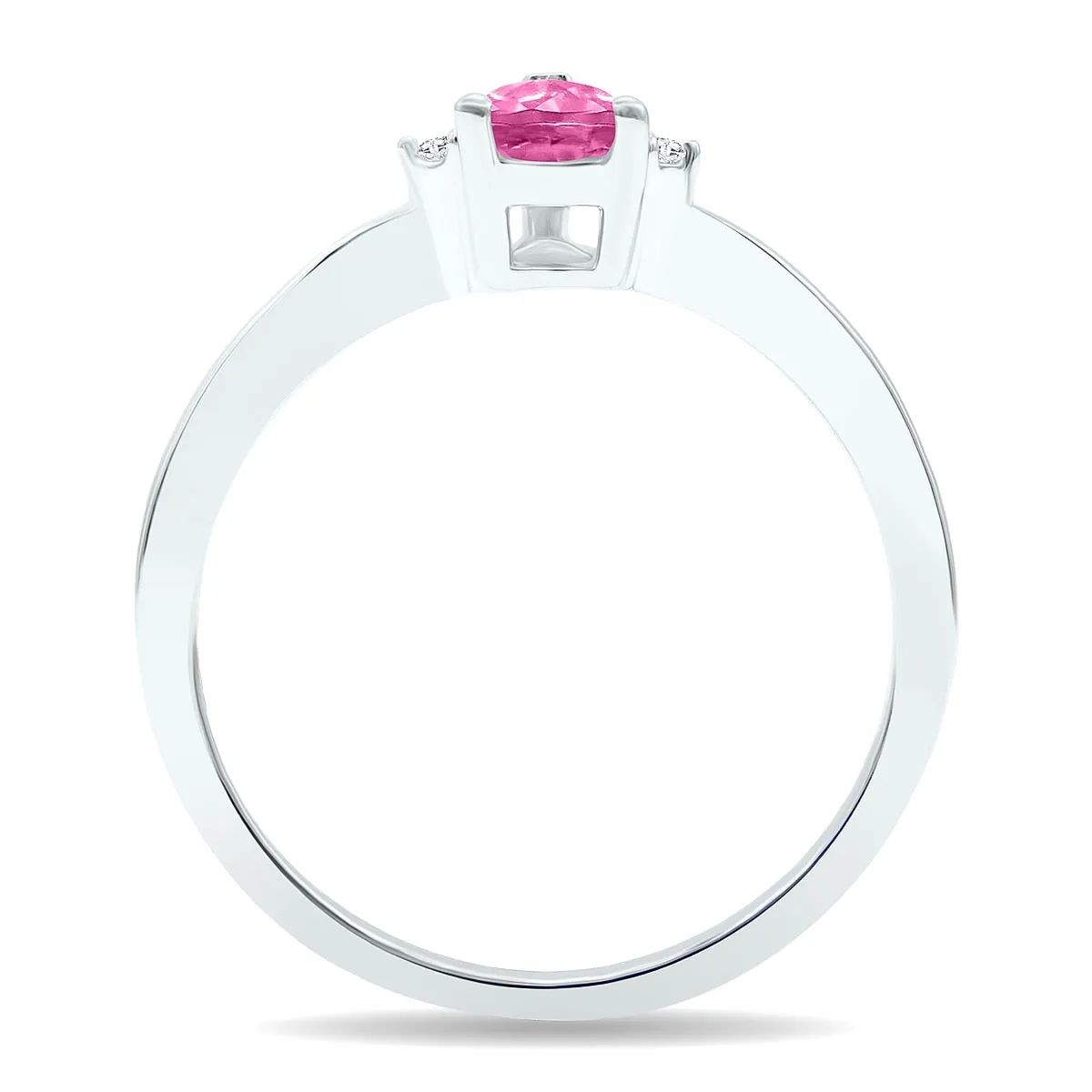 Women's Pink Topaz and Diamond Classic Band in 10K White Gold sold by Zulily product image thumbnail 2