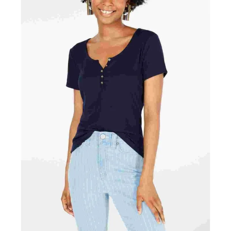 Hippie Rose Juniors' Rib-Knit Henley Top Navy Size X-Small sold by Zulily