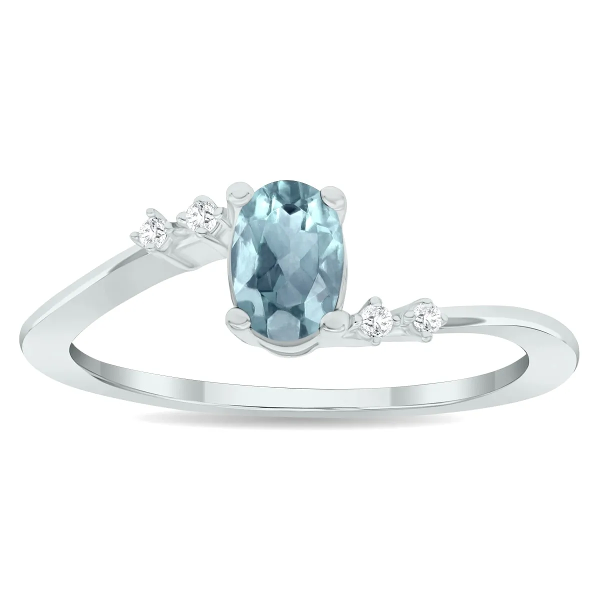 Women's Aquamarine and Diamond Tierra Ring in 10K White Gold sold by Zulily