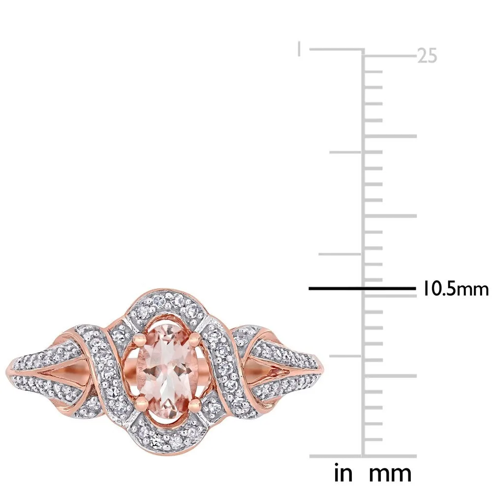 Miadora 10k Rose Gold Oval-cut Morganite and 1/5ct TDW Diamond Interlaced Halo Engagement Ring sold by Zulily product image thumbnail 4