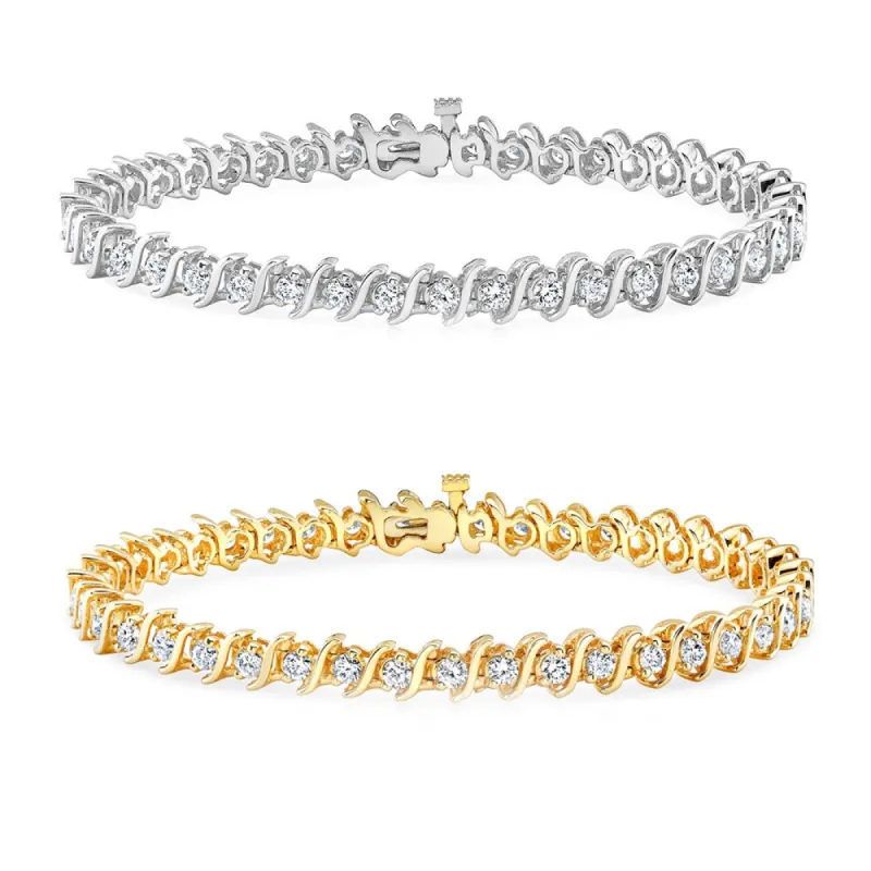 Auriya 1 to 10 carat TW Diamond Tennis Bracelet S-Link 14k Gold sold by Zulily