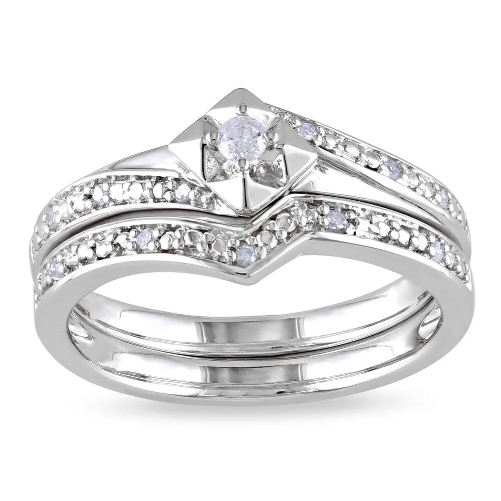 Miadora Sterling Silver 1/10ct TDW Diamond Bridal Set sold by Zulily product image thumbnail 2