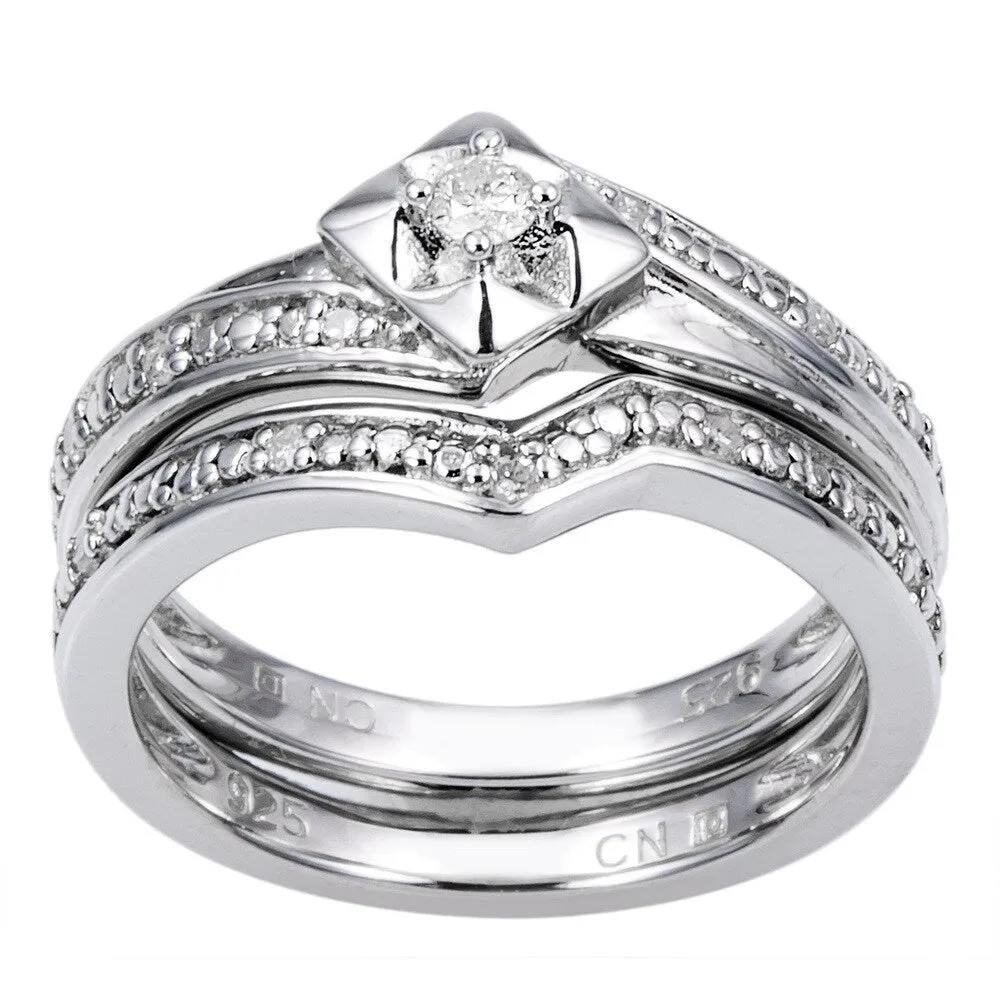 Miadora Sterling Silver 1/10ct TDW Diamond Bridal Set sold by Zulily