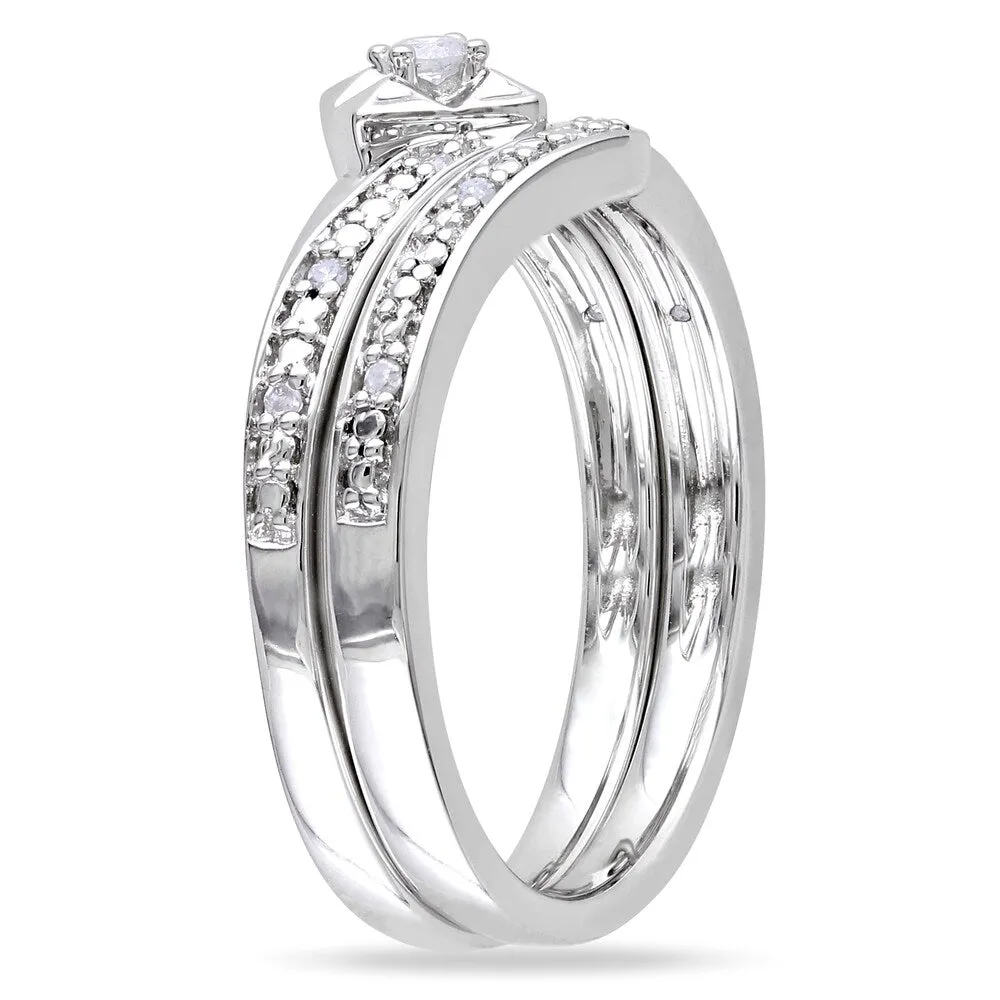 Miadora Sterling Silver 1/10ct TDW Diamond Bridal Set sold by Zulily product image thumbnail 3
