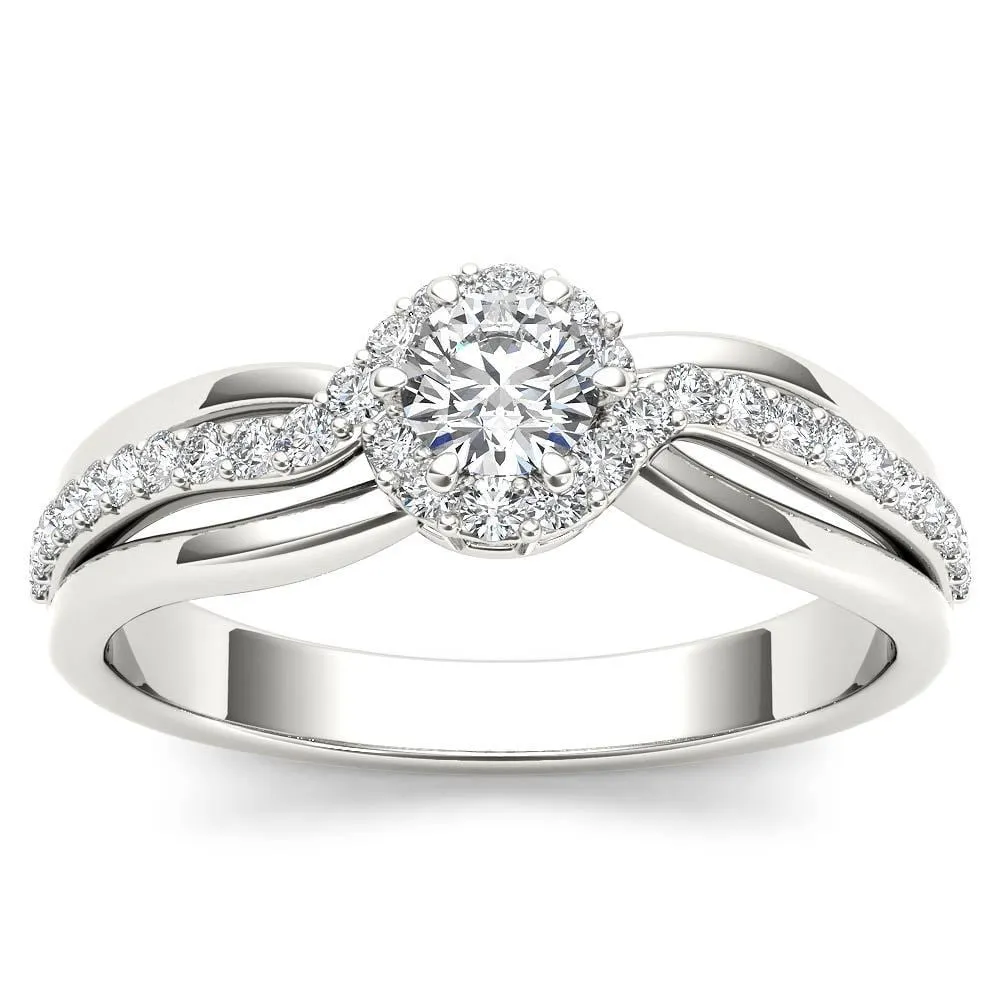 De Couer IGI Certified 10k White Gold 1/2ct TDW Diamond Classic Bypass Engagement Ring sold by Zulily