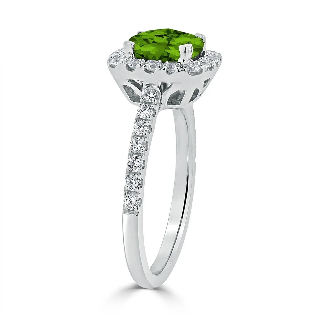 Auriya 1 3/8ct Cushion-cut Peridot and Halo Diamond Engagement Ring 1/2cttw 14k Gold sold by Zulily product image thumbnail 5