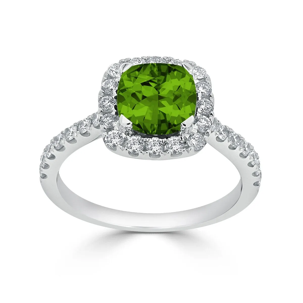 Auriya 1 3/8ct Cushion-cut Peridot and Halo Diamond Engagement Ring 1/2cttw 14k Gold sold by Zulily product image thumbnail 4