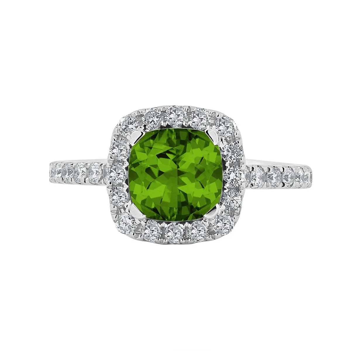 Auriya 1 3/8ct Cushion-cut Peridot and Halo Diamond Engagement Ring 1/2cttw 14k Gold sold by Zulily product image thumbnail 3