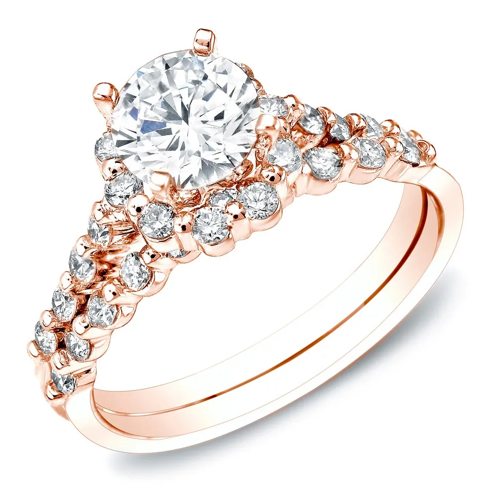 Auriya 14k Rose Gold 1.50ctw Certified Diamond Bridal Set Ring (H-I, SI1-SI2) sold by Zulily