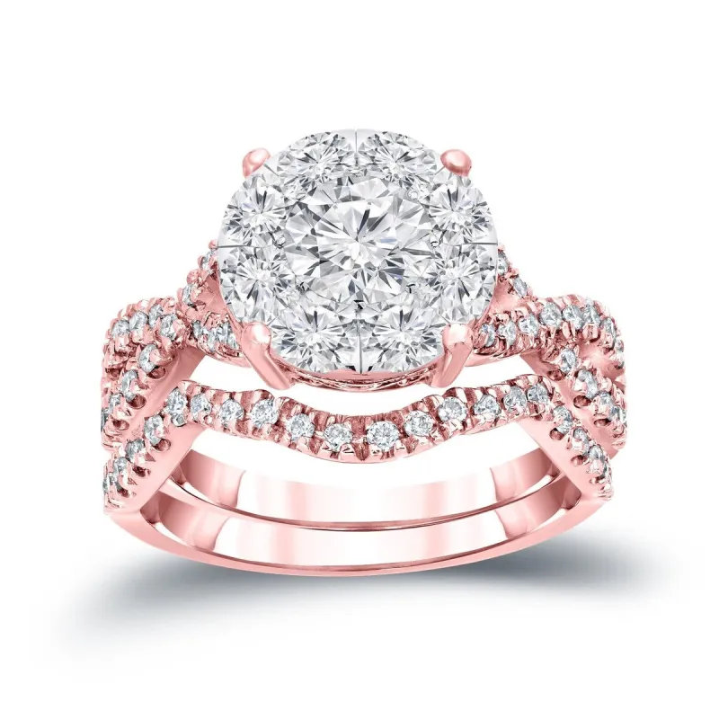Auriya 1 1/5ctw Round Halo Diamond Engagement Ring 14k Gold sold by Zulily