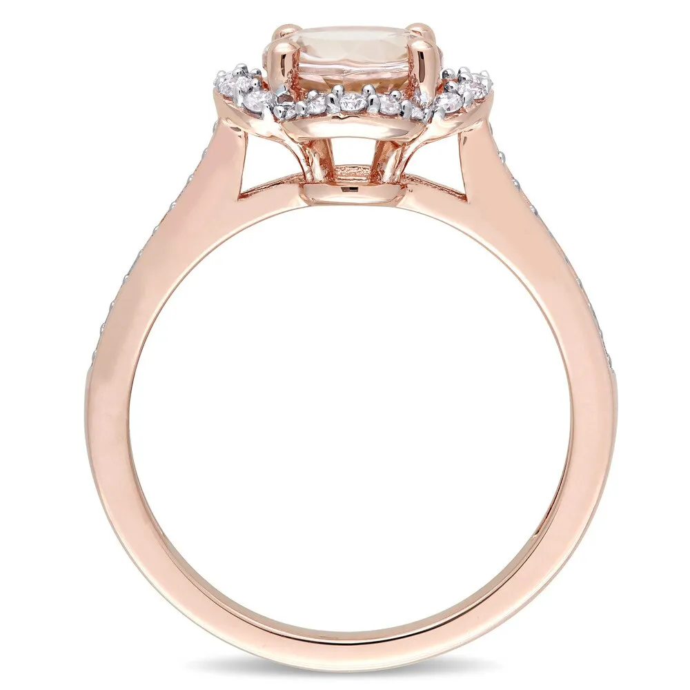 Miadora Signature Collection 14k Rose Gold Morganite and 1/4ct TDW Diamond Quatrefoil Halo Engagement Ring (G-H, I1-I2) - Pink sold by Zulily product image thumbnail 3
