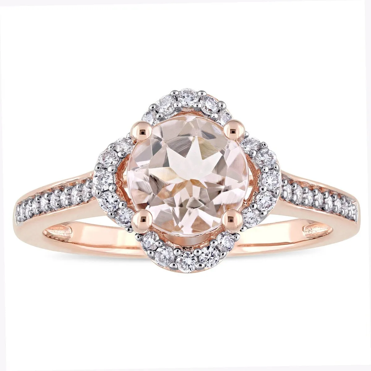 Miadora Signature Collection 14k Rose Gold Morganite and 1/4ct TDW Diamond Quatrefoil Halo Engagement Ring (G-H, I1-I2) - Pink sold by Zulily