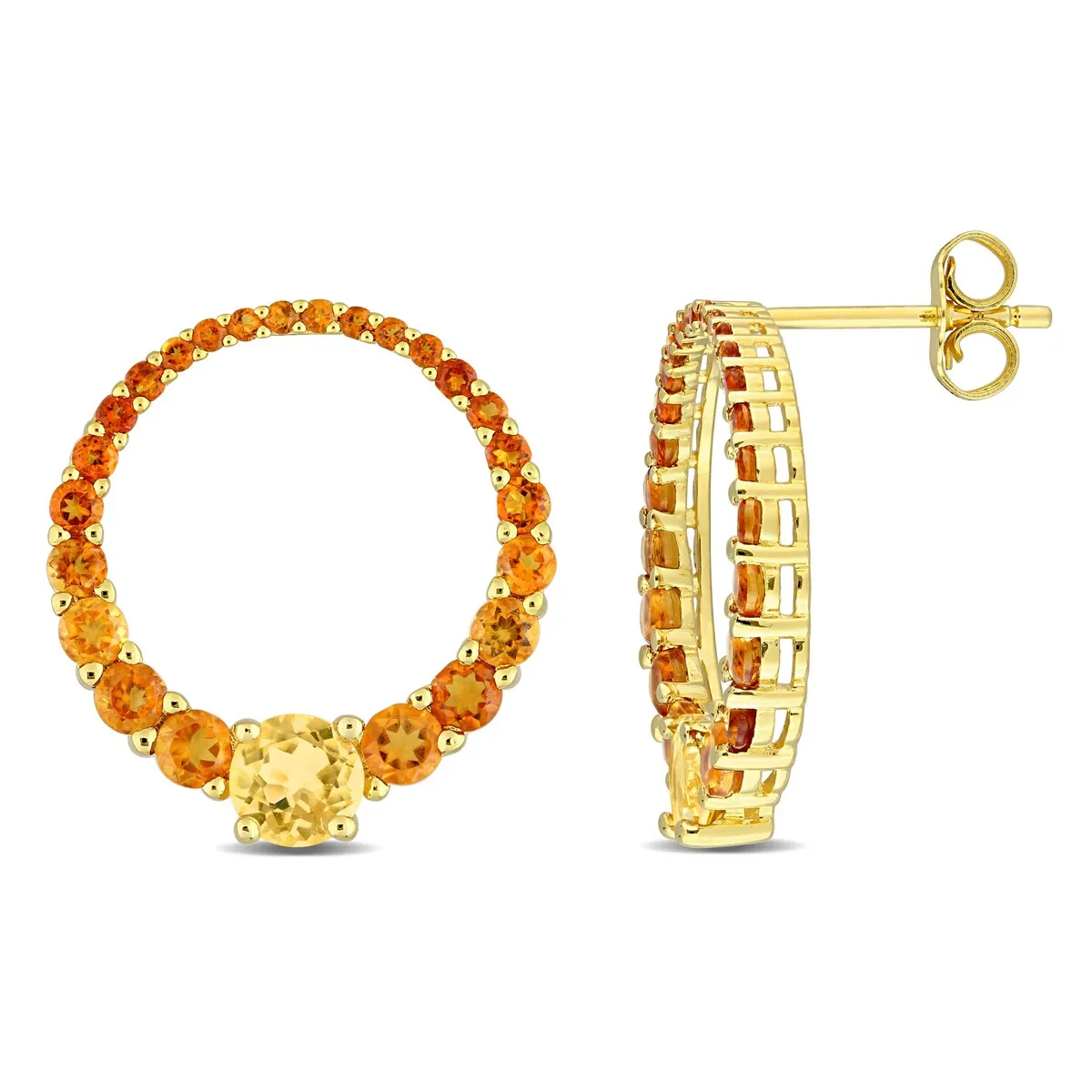 Miadora Citrine and Madeira Citrine Open Circle Earrings in Yellow Plated Sterling Silver sold by Zulily