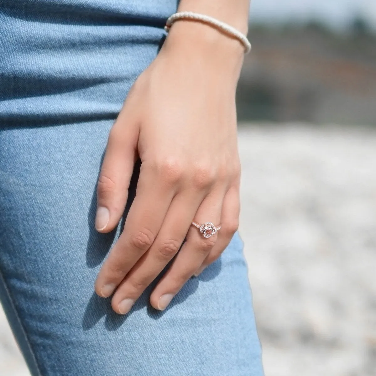 Miadora Signature Collection 14k Rose Gold Morganite and 1/4ct TDW Diamond Quatrefoil Halo Engagement Ring (G-H, I1-I2) - Pink sold by Zulily product image thumbnail 4